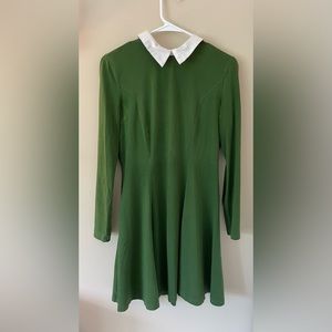 💚 Green Fensace Long-Sleeve Dress with Collar